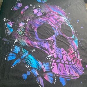Skull and Butterflies Duvet Cover and Pillow Cover